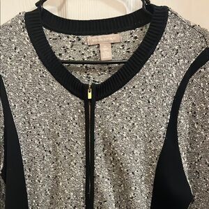 Banana Republic Black and Gray Bomber Jacket with Metallic Accents